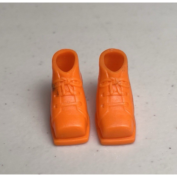 Vintage Barbie Ski Boots Shoes 1797 Ski Scene Orange Squishy 70s Black Mark - Picture 6 of 9